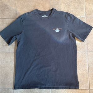 Tommy Bahama Black Short Sleeve Logo Crew T-Shirt Biker Bar Medium grey